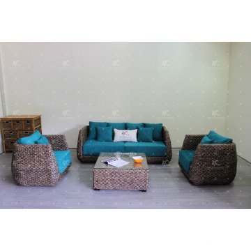 Top Selling Natural Water Hyacinth Sofa Set Muebles de interior para sala de estar